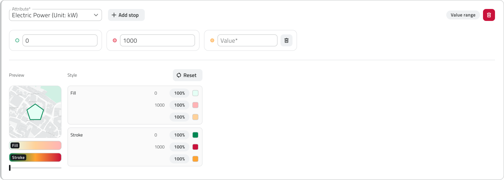 Stile condizionale range di valori